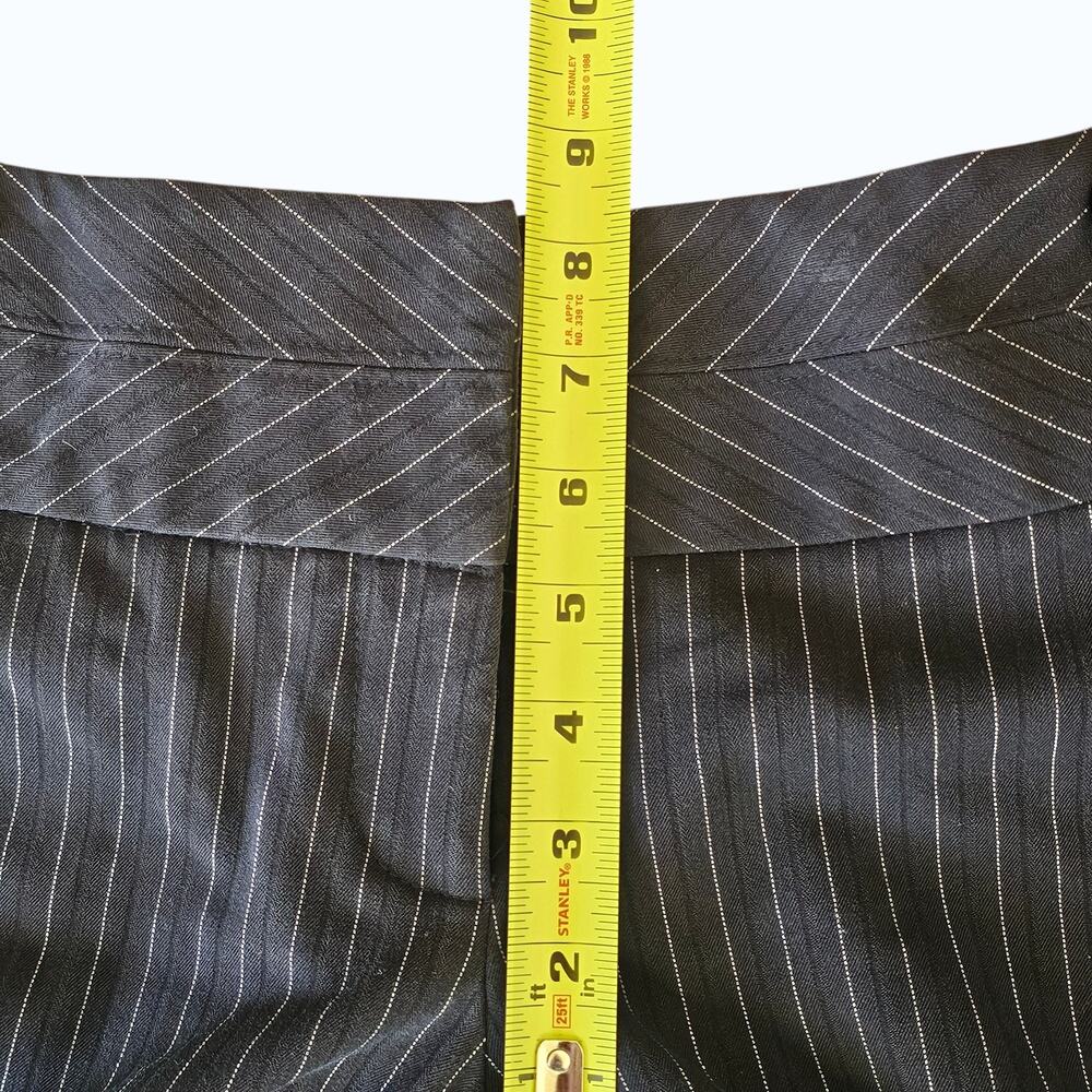 Arden B Y2K Black Pinstripe Wide Leg Dress Pants Chevron Waist Button Size 2 - Picture 8 of 9